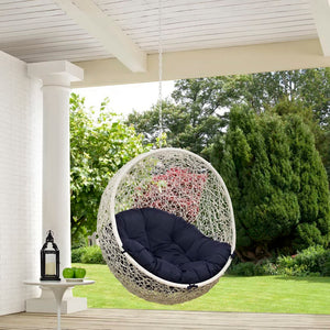 Modway Furniture Hide Outdoor Patio Swing Chair - Stylish Hanging Seat for Ultimate Indoor/Outdoor Relaxation Bliss White Navy EEI-2654-WHI-NAV