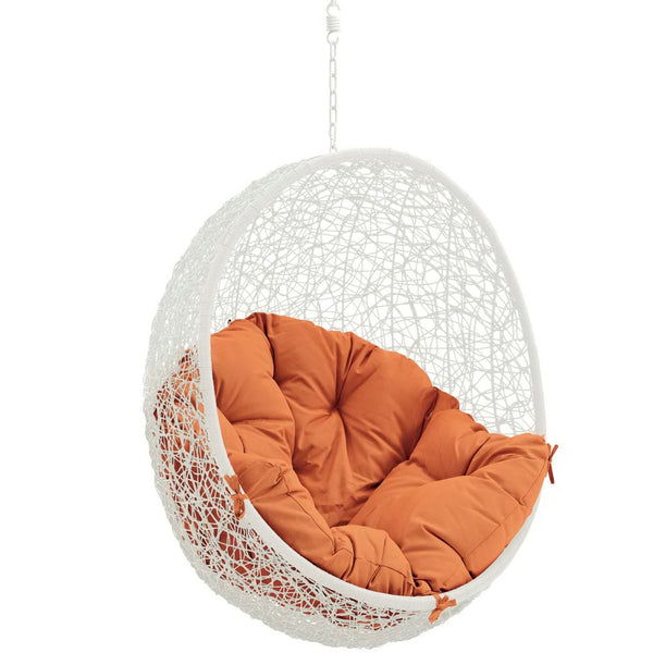 Modway Furniture Hide Outdoor Patio Swing Chair - Stylish Hanging Seat for Ultimate Indoor/Outdoor Relaxation Bliss White Orange EEI-2654-WHI-ORA