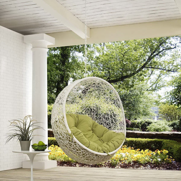 Modway Furniture Hide Outdoor Patio Swing Chair - Stylish Hanging Seat for Ultimate Indoor/Outdoor Relaxation Bliss White Peridot EEI-2654-WHI-PER