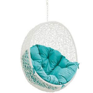 Modway Furniture Hide Outdoor Patio Swing Chair - Stylish Hanging Seat for Ultimate Indoor/Outdoor Relaxation Bliss White Turquoise EEI-2654-WHI-TRQ