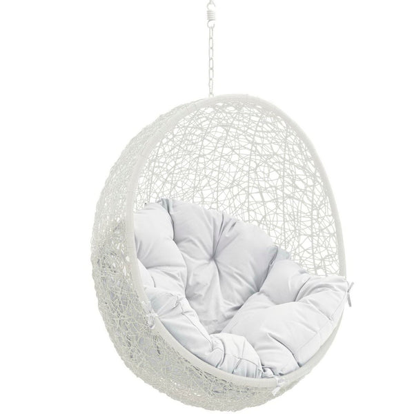Modway Furniture Hide Outdoor Patio Swing Chair - Stylish Hanging Seat for Ultimate Indoor/Outdoor Relaxation Bliss White EEI-2654-WHI-WHI