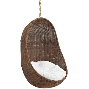 Modway Furniture Bean Hanging Outdoor Swing Chair - Cozy All-Weather Cushion, Adjustable Chain, Stylish Rattan Design EEI-2658-YLW-WHI-SET