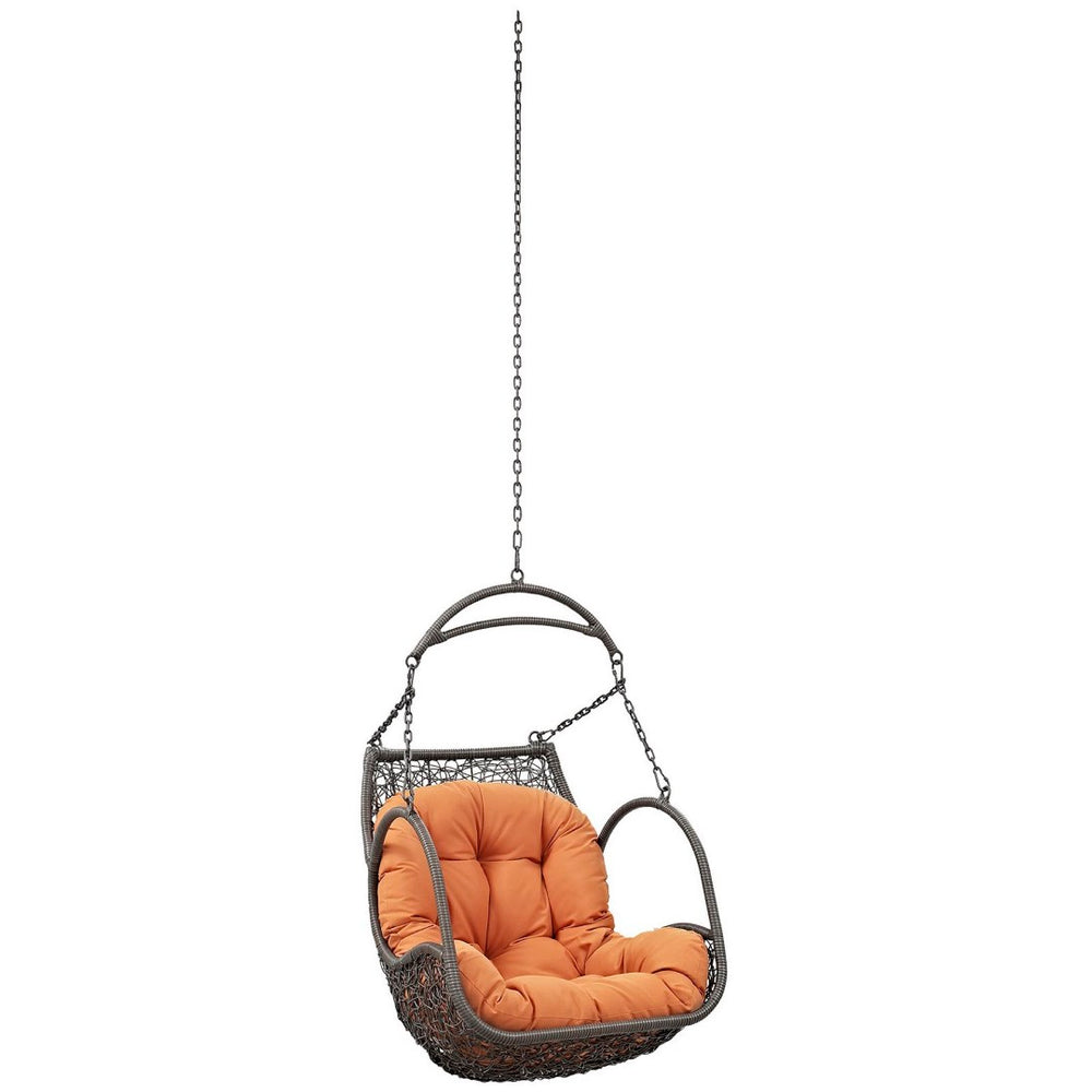 Modway Furniture Arbor Outdoor Patio Hanging Swing Chair - Durable, Weather-Resistant Rattan with Plush Cushion Orange EEI-2659-ORA-SET