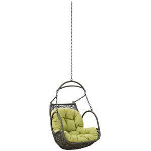 Modway Furniture Arbor Outdoor Patio Hanging Swing Chair - Durable, Weather-Resistant Rattan with Plush Cushion Peridot EEI-2659-PER-SET
