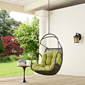 Modway Furniture Arbor Outdoor Patio Hanging Swing Chair - Durable, Weather-Resistant Rattan with Plush Cushion Peridot EEI-2659-PER-SET
