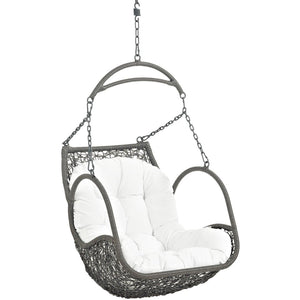 Modway Furniture Arbor Outdoor Patio Hanging Swing Chair - Durable, Weather-Resistant Rattan with Plush Cushion White EEI-2659-WHI-SET