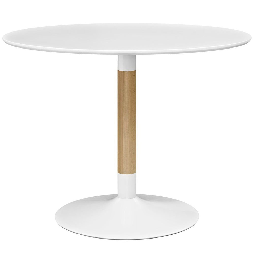 Modway Furniture Whirl Round Dining Table - Modern Matte MDF Top, Solid Birch Support & Stable Steel Base for Dining EEI-2666-WHI-SET