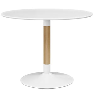 Modway Furniture Whirl Round Dining Table - Modern Matte MDF Top, Solid Birch Support & Stable Steel Base for Dining EEI-2666-WHI-SET