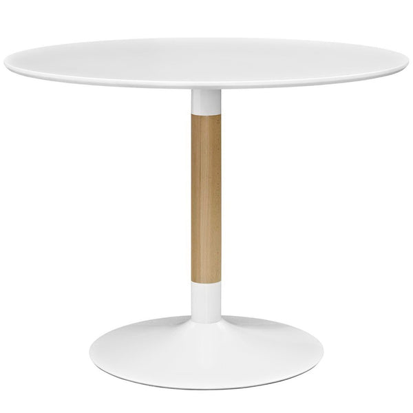 Modway Furniture Whirl Round Dining Table - Modern Matte MDF Top, Solid Birch Support & Stable Steel Base for Dining EEI-2666-WHI-SET