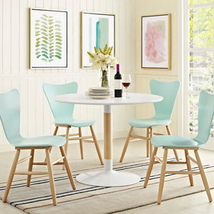 Modway Furniture Whirl Round Dining Table - Modern Matte MDF Top, Solid Birch Support & Stable Steel Base for Dining EEI-2666-WHI-SET