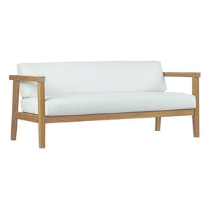 Modway Furniture Bayport Teak Outdoor Patio Sofa - Elegant, Weather-Resistant Comfort for Stylish Outdoor Living Spaces EEI-2696-NAT-WHI