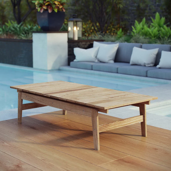 Modway Furniture Bayport Teak Coffee Table - Durable Outdoor Centerpiece for Relaxed Patio Living & Easy Assembly EEI-2699-NAT