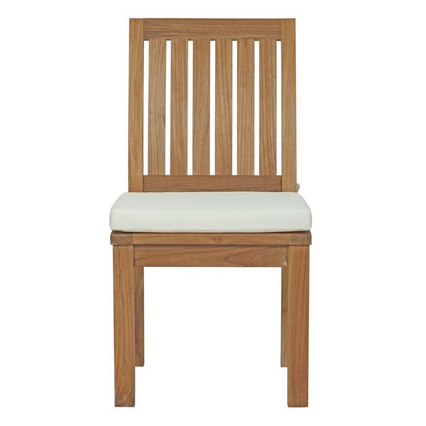 Modway Furniture Marina Outdoor Teak Dining Chair - Durable, Stylish & Comfortable Seating for Patios & Decks EEI-2700-NAT-WHI