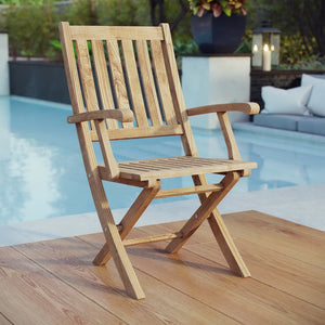 Modway Furniture Marina Outdoor Folding Arm Chair - Durable Teak Wood for Comfort, Style, and Space-Saving Storage EEI-2703-NAT