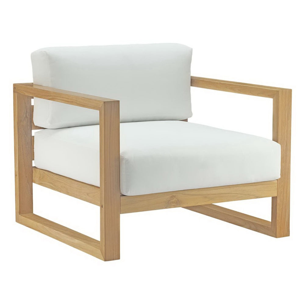 Modway Furniture Upland Teak Armchair - Modern Outdoor Seating for Patios, Balconies & Gardens with Durability and Style EEI-2706-NAT-WHI