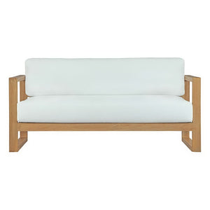 Modway Furniture Upland Outdoor Teak Sofa - Elegant Weather-Resistant Seating for Patios, Gardens & Balconies EEI-2707-NAT-WHI