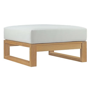 Modway Furniture Upland Outdoor Teak Ottoman - Modern Multi-Use Accent for Patio, Balcony & Poolside Elegance EEI-2708-NAT-WHI