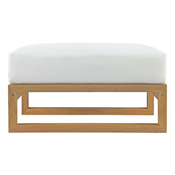 Modway Furniture Upland Outdoor Teak Ottoman - Modern Multi-Use Accent for Patio, Balcony & Poolside Elegance EEI-2708-NAT-WHI