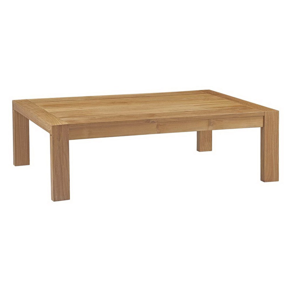 Modway Furniture Upland Teak Wood Coffee Table for Outdoor Spaces - Durable, Stylish Centerpiece for Patios & More EEI-2710-NAT