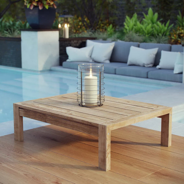 Modway Furniture Upland Teak Wood Coffee Table for Outdoor Spaces - Durable, Stylish Centerpiece for Patios & More EEI-2710-NAT