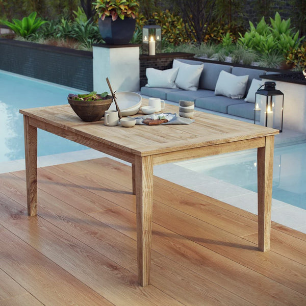 Modway Furniture Marina 60" Outdoor Teak Dining Table - Durable, Weather-Resistant Design for Stylish Alfresco Gatherings EEI-2716-NAT
