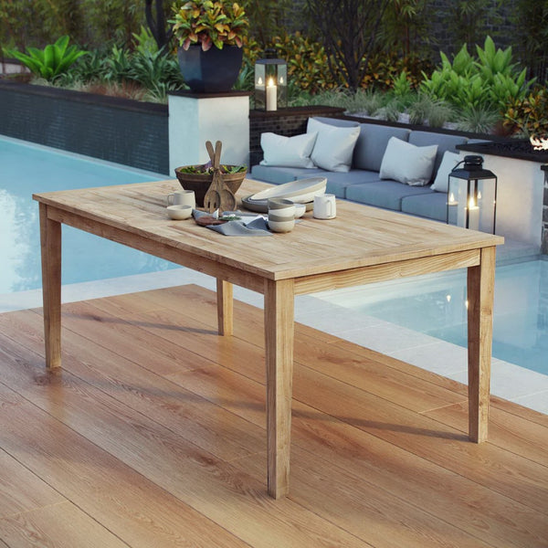Modway Furniture Marina 72" Teak Outdoor Dining Table - Elegant, Weather-Resistant Design for Effortless Entertaining EEI-2717-NAT