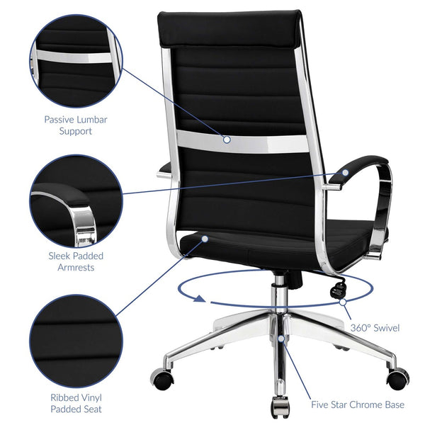 Modway Furniture Jive Highback Office Chair - Ergonomic Comfort with Stylish Design for Modern Workspaces and Meetings Black EEI-272-BLK