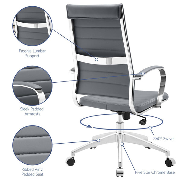 Modway Furniture Jive Highback Office Chair - Ergonomic Comfort with Stylish Design for Modern Workspaces and Meetings Gray EEI-272-GRY