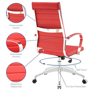 Modway Furniture Jive Highback Office Chair - Ergonomic Comfort with Stylish Design for Modern Workspaces and Meetings Red EEI-272-RED