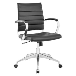 Modway Furniture Jive Mid Back Office Chair - Ergonomic Comfort with Durable Ribbed Vinyl for Modern Workspaces Black EEI-273-BLK