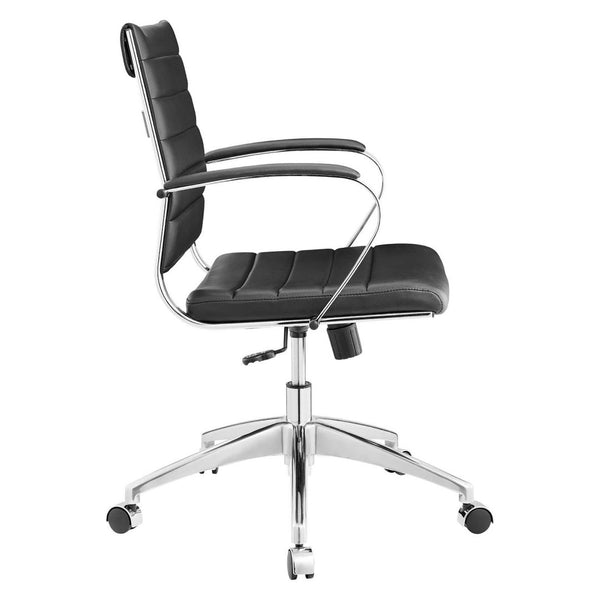 Modway Furniture Jive Mid Back Office Chair - Ergonomic Comfort with Durable Ribbed Vinyl for Modern Workspaces Black EEI-273-BLK