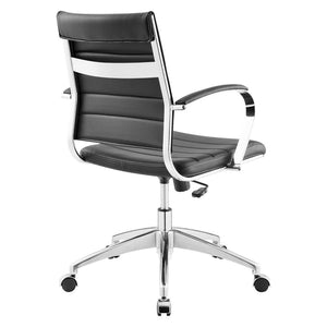 Modway Furniture Jive Mid Back Office Chair - Ergonomic Comfort with Durable Ribbed Vinyl for Modern Workspaces Black EEI-273-BLK