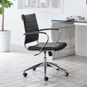 Modway Furniture Jive Mid Back Office Chair - Ergonomic Comfort with Durable Ribbed Vinyl for Modern Workspaces Black EEI-273-BLK