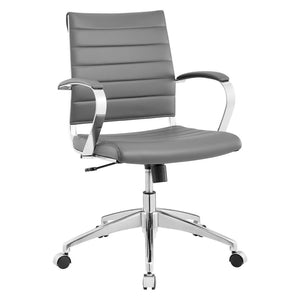Modway Furniture Jive Mid Back Office Chair - Ergonomic Comfort with Durable Ribbed Vinyl for Modern Workspaces Gray EEI-273-GRY