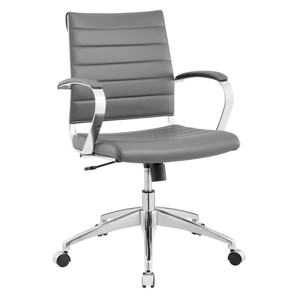 Modway Furniture Jive Mid Back Office Chair - Ergonomic Comfort with Durable Ribbed Vinyl for Modern Workspaces Gray EEI-273-GRY