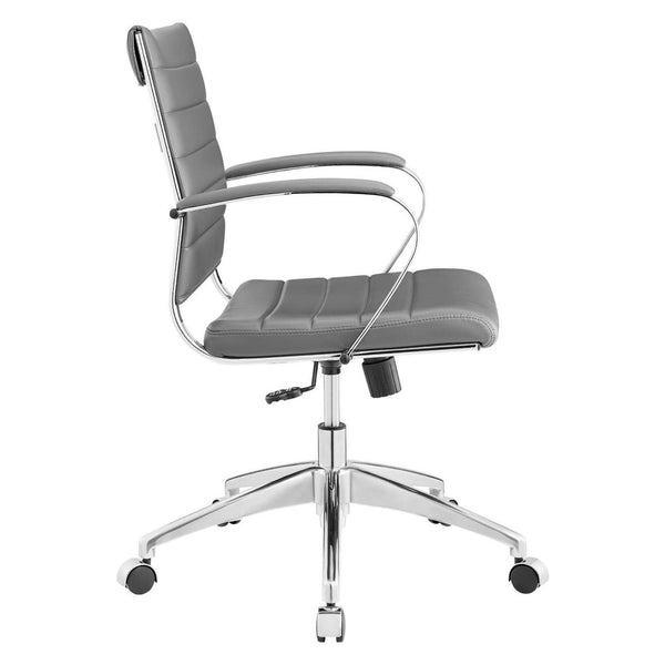 Modway Furniture Jive Mid Back Office Chair - Ergonomic Comfort with Durable Ribbed Vinyl for Modern Workspaces Gray EEI-273-GRY