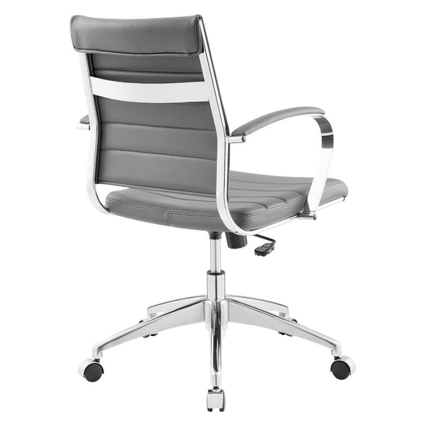 Modway Furniture Jive Mid Back Office Chair - Ergonomic Comfort with Durable Ribbed Vinyl for Modern Workspaces Gray EEI-273-GRY