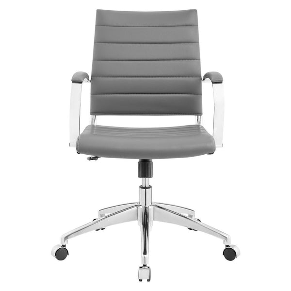 Modway Furniture Jive Mid Back Office Chair - Ergonomic Comfort with Durable Ribbed Vinyl for Modern Workspaces Gray EEI-273-GRY