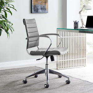 Modway Furniture Jive Mid Back Office Chair - Ergonomic Comfort with Durable Ribbed Vinyl for Modern Workspaces Gray EEI-273-GRY