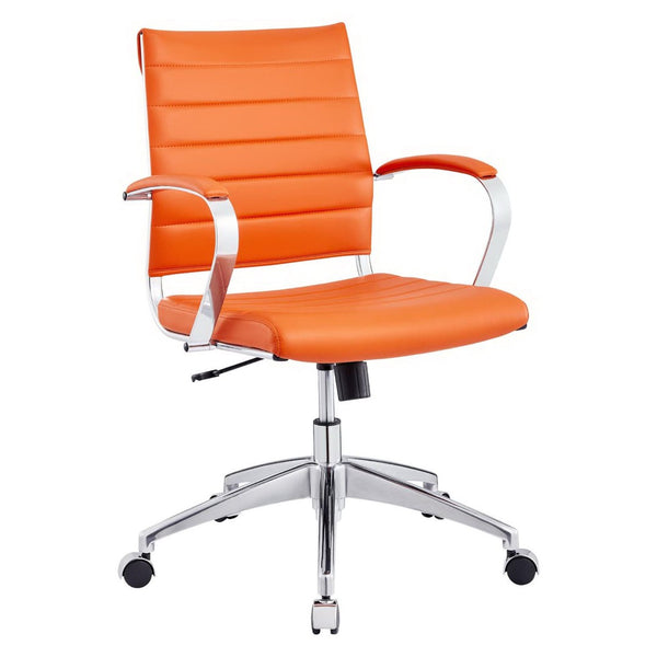 Modway Furniture Jive Mid Back Office Chair - Ergonomic Comfort with Durable Ribbed Vinyl for Modern Workspaces Orange EEI-273-ORA