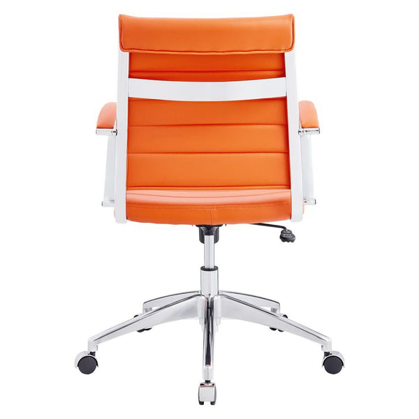 Modway Furniture Jive Mid Back Office Chair - Ergonomic Comfort with Durable Ribbed Vinyl for Modern Workspaces Orange EEI-273-ORA
