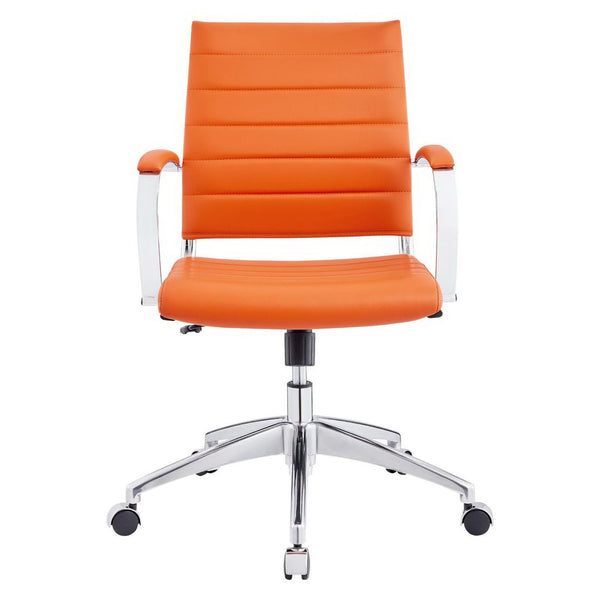 Modway Furniture Jive Mid Back Office Chair - Ergonomic Comfort with Durable Ribbed Vinyl for Modern Workspaces Orange EEI-273-ORA