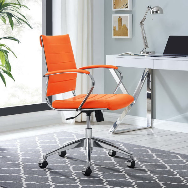 Modway Furniture Jive Mid Back Office Chair - Ergonomic Comfort with Durable Ribbed Vinyl for Modern Workspaces Orange EEI-273-ORA