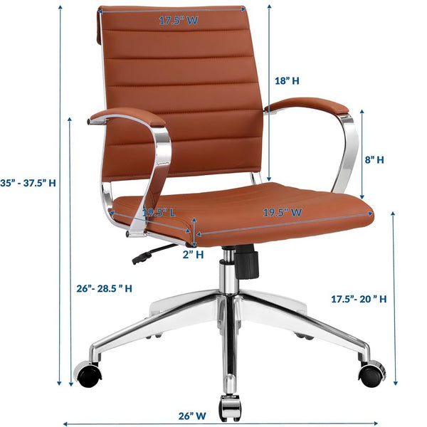Modway Furniture Jive Mid Back Office Chair - Ergonomic Comfort with Durable Ribbed Vinyl for Modern Workspaces Terracotta EEI-273-TER