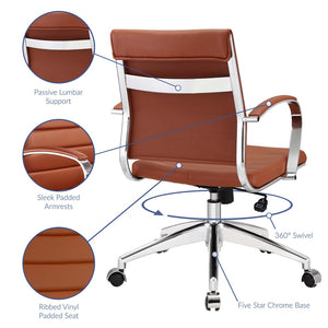 Modway Furniture Jive Mid Back Office Chair - Ergonomic Comfort with Durable Ribbed Vinyl for Modern Workspaces Terracotta EEI-273-TER