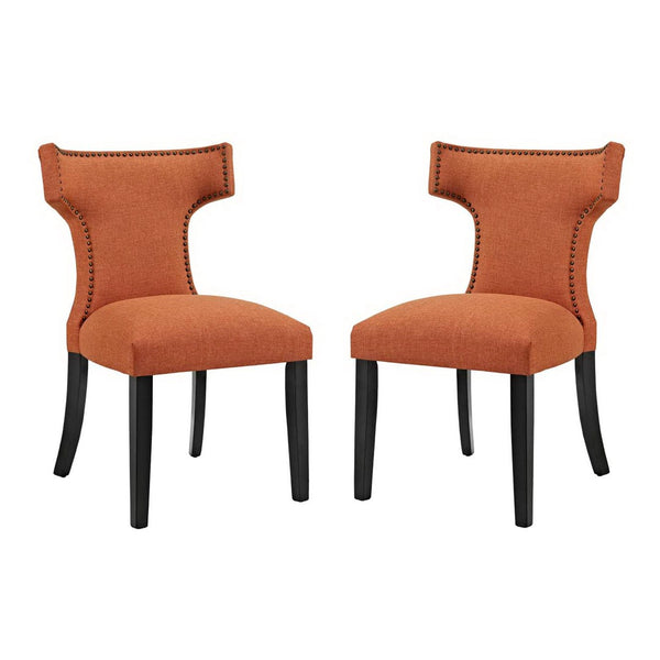 Modway Furniture Curve Fabric Dining Side Chair Set of 2 – Stylish Comfort with Modern Design for Any Space Orange EEI-2741-ORA-SET