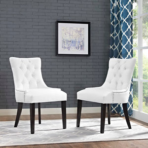 Modway Furniture Regent Vinyl Dining Side Chair Set of 2 - Elegant Upholstered Comfort for Modern and Classic Spaces EEI-2742-WHI-SET