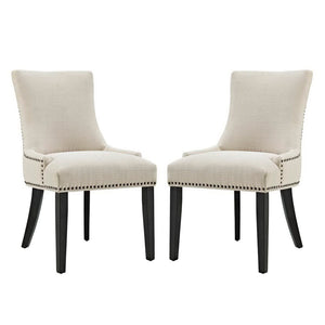 Modway Furniture Marquis Fabric Dining Side Chair Set of 2 - Stylish Comfort with Nailhead Trim and Tapered Legs Beige EEI-2746-BEI-SET