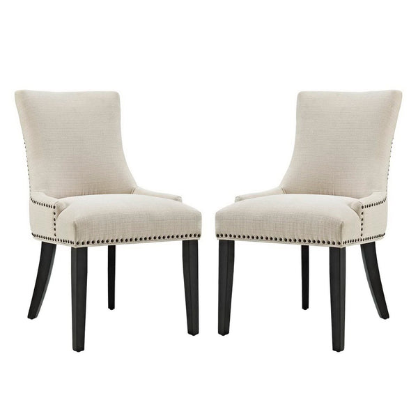 Modway Furniture Marquis Fabric Dining Side Chair Set of 2 - Stylish Comfort with Nailhead Trim and Tapered Legs Beige EEI-2746-BEI-SET
