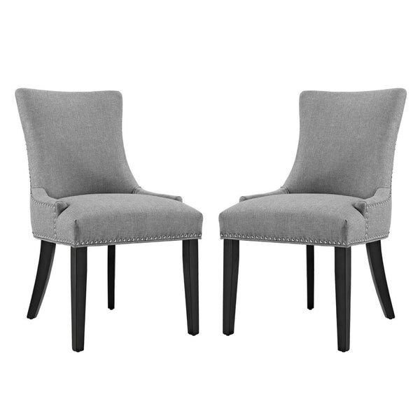 Modway Furniture Marquis Fabric Dining Side Chair Set of 2 - Stylish Comfort with Nailhead Trim and Tapered Legs Light Gray EEI-2746-LGR-SET